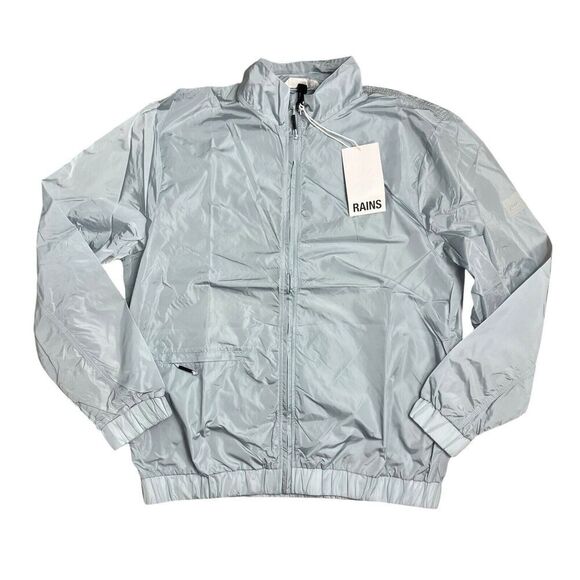 RAINS‎ Track Jacket WMNS M Blue Lightweight Sky 18900 Interior Pockets Nylon Zip - Picture 2 of 13